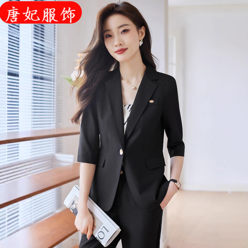Professional Suit suit Women's Seven-point Sleeve Middle Sleeve Spring and Autumn New Arrival Alegant Elegant Goddess Style Fashion Work Clothes