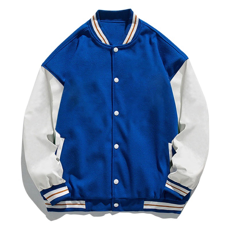 Trendy Baseball Jacket with Color-Blocking, Flocked Towel Embroidery, and Logo Print Design for Autumn and Winter