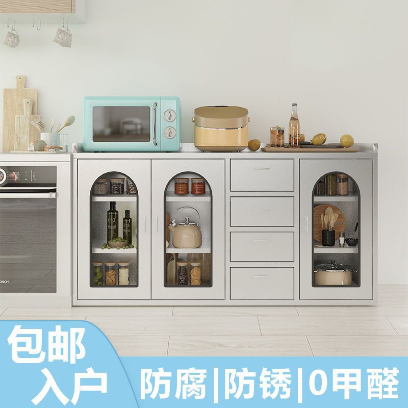 304 Stainless Steel Sideboard Kitchen Cupboard Console Table Tableware Cabinet Household Cabinet Restaurant Storage Cabinet Storage Cabinet