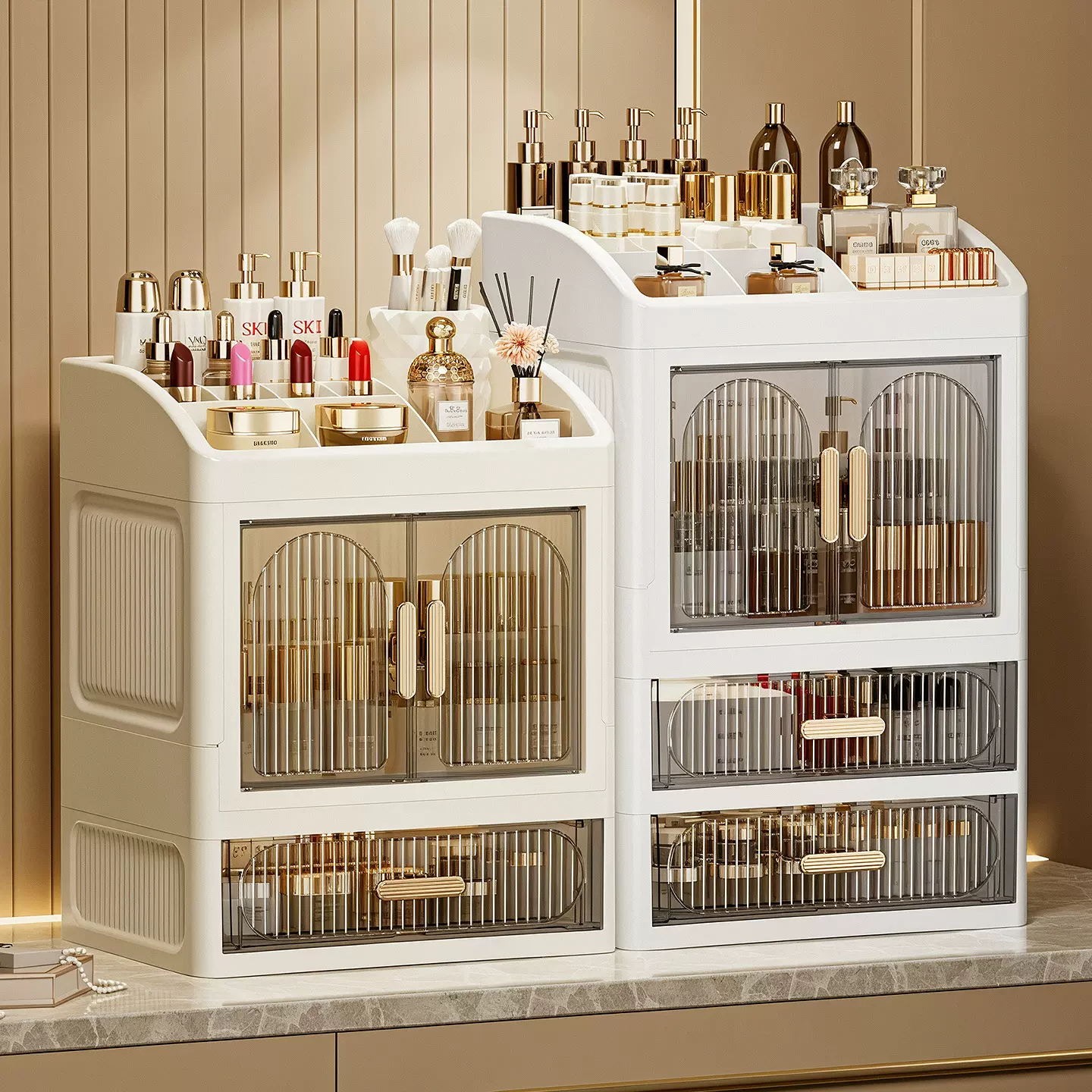 梳妆台化妆品收纳盒桌面化妆刷口红置物架洗漱台面膜护肤品整理柜