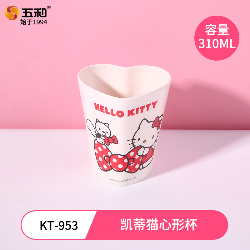 Wuhe rojo Kitty melamina cubiertos Sanrio auténtico anti-caída anti-escaldado creativo de dibujos animados para niños plato tazas de agua
