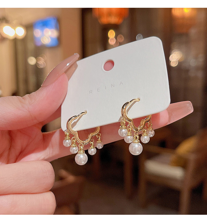 1 Pair Simple Style Geometric Imitation Pearl Alloy Womenu0027S Earrings