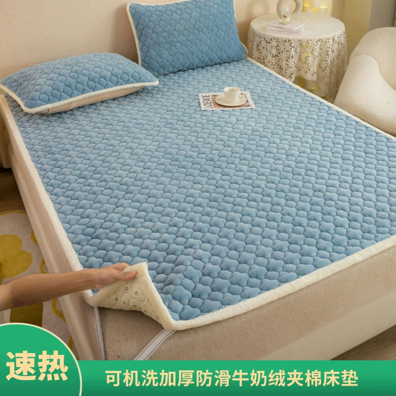 De calentamiento rápido de terciopelo de leche colchón antideslizante acolchado colchón de invierno engrosada terciopelo de coral caliente sábana ajustable al por mayor