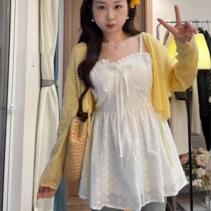 大码胖mm纯欲风蝴蝶结白色吊带背心显瘦内搭外穿打底上衣两件套装|undefined