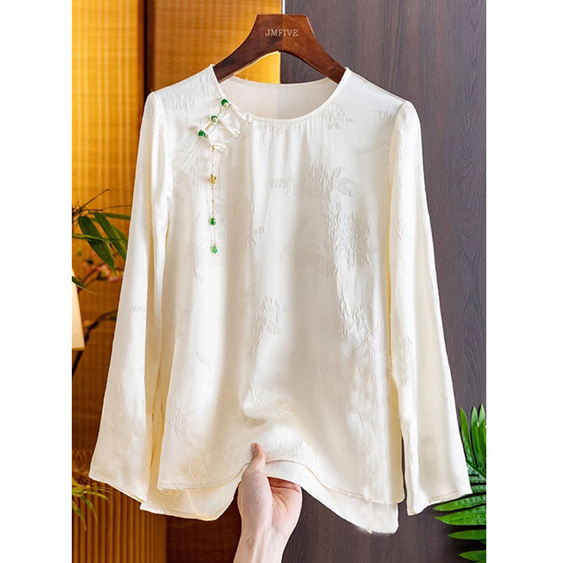 300 new Chinese silk crown music crepe jacquard shirt female, S M L XL XXL, no refund, no change!! 300 new Chinese silk crown music crepe jacquard shirt female, S M L XL XXL, no refund, no change!!