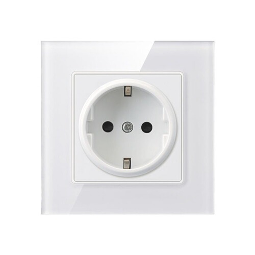 Glass white 16A European standard socket conjoined double French German European standard round bottom box USB+typeC free matching