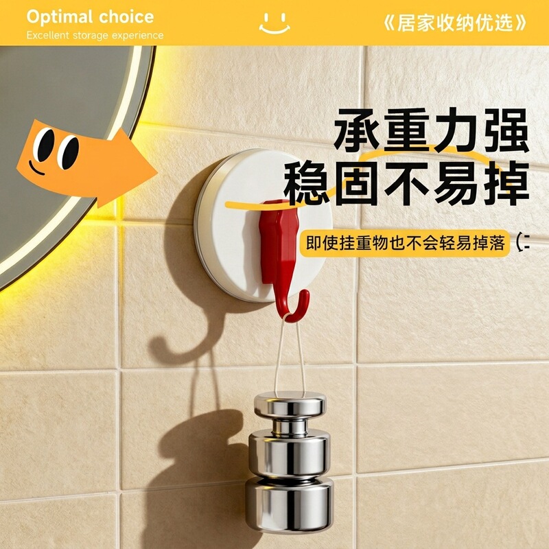 Dopamine suction cup hook for hanging clothes behind the bathroom door, towel rack for bathroom, strong load-bearing, traceless adhesive for kitchen