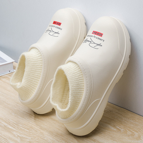 Waterproof Cotton Slippers Women Bag Heel Winter Outwear New Thick Sole Anti-Slip Warm Fleece Cotton Shoes for Ladies