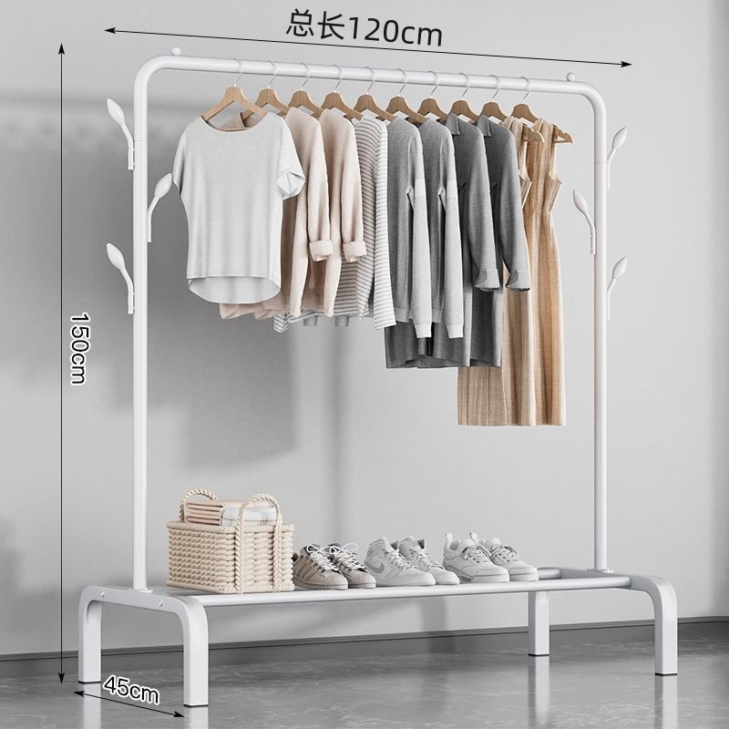 Percha de secado de ropa de piso dormitorio doméstico colgar ropa plegable de una sola varilla simple dormitorio interior móvil percha de sombrero