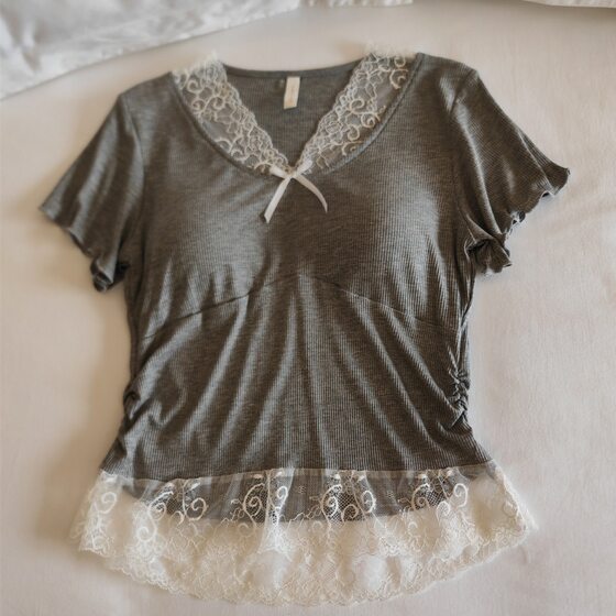 Pajamas with Breast Pads for Women Spring and Summer Short-Sleeved Lace Two-Piece Set Thin High-End Pure Lust Style Modal Home Clothes