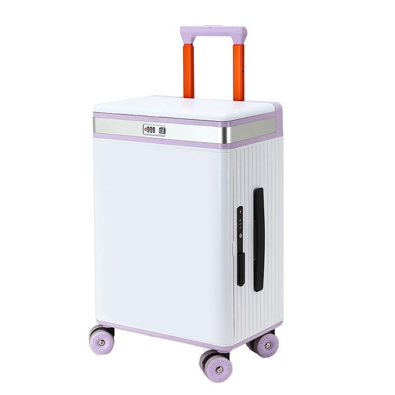 Vali kéo trang điểm đa năng sang trọng có gương mỹ phẩm điều chỉnh độ sáng, ngăn sâu lớn, cổng sạc USB — Đêm cực đen + tay cầm đen + bánh xe đen