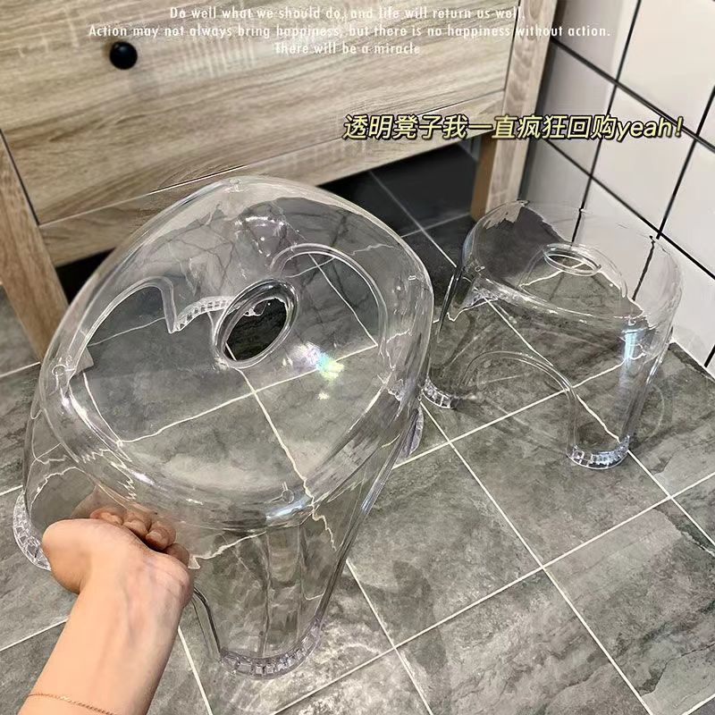 Taburetes transparentes taburetes pequeños taburetes de oficina en el hogar para pisar taburetes antideslizantes taburetes de baño de cambio de zapatos Zhigao Round