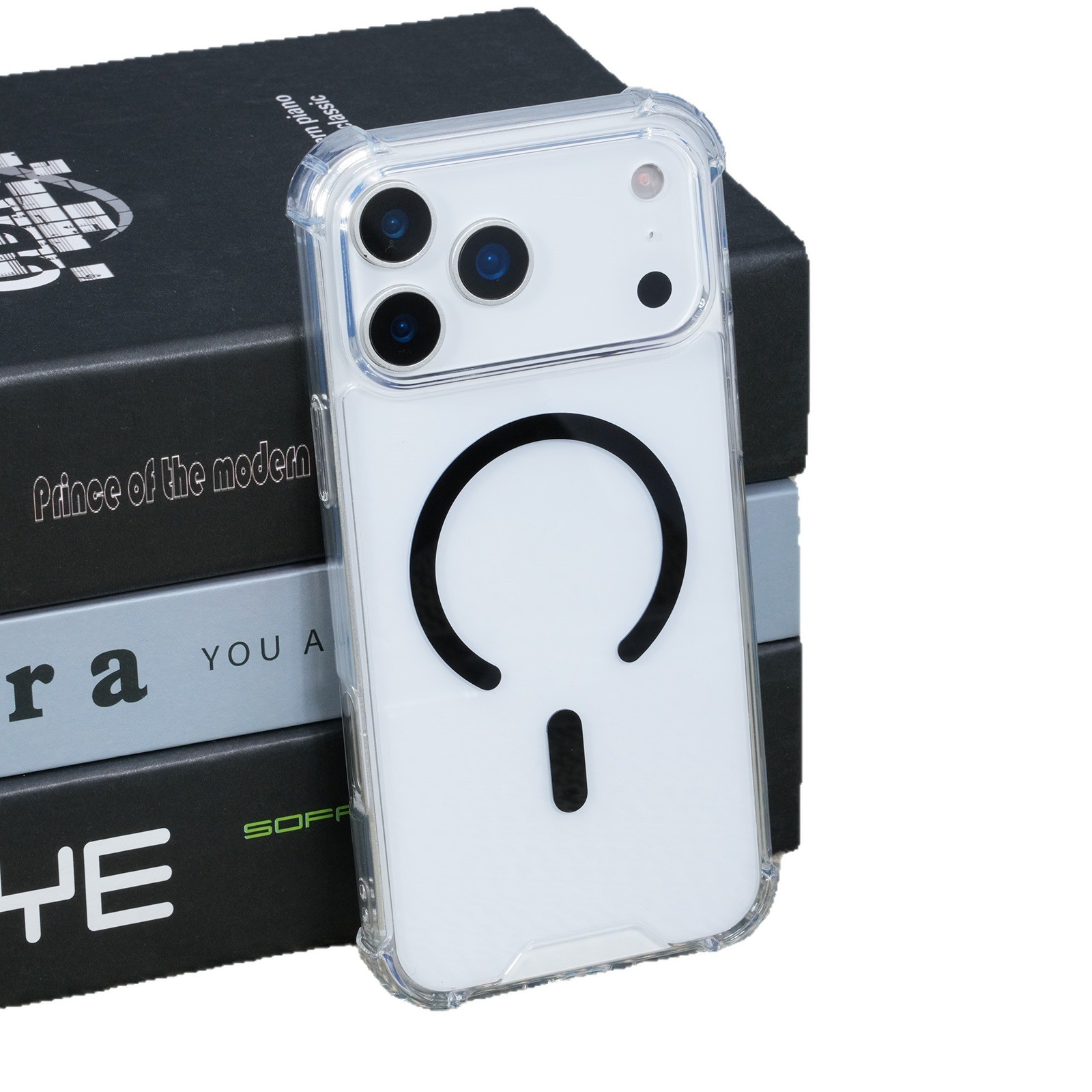 C-ring abierto manzana 17PROMAX caso de teléfono celular para iPhone 15 caso magnético transparente a prueba de caídas