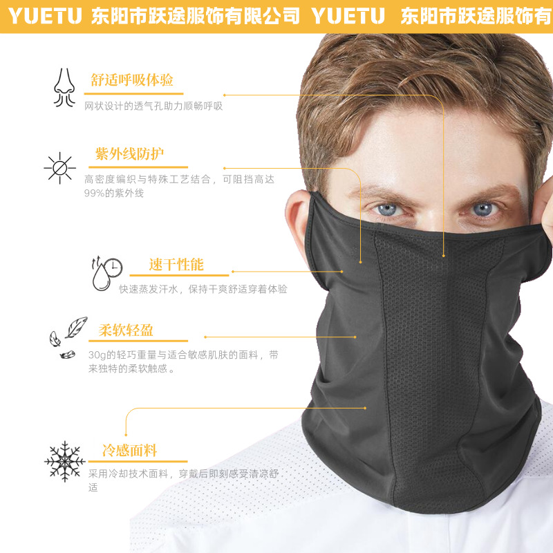 Máscara solar de hielo, máscara de golf de verano, máscara respirada UV, cubierta de cuello de secado rápido al aire libre