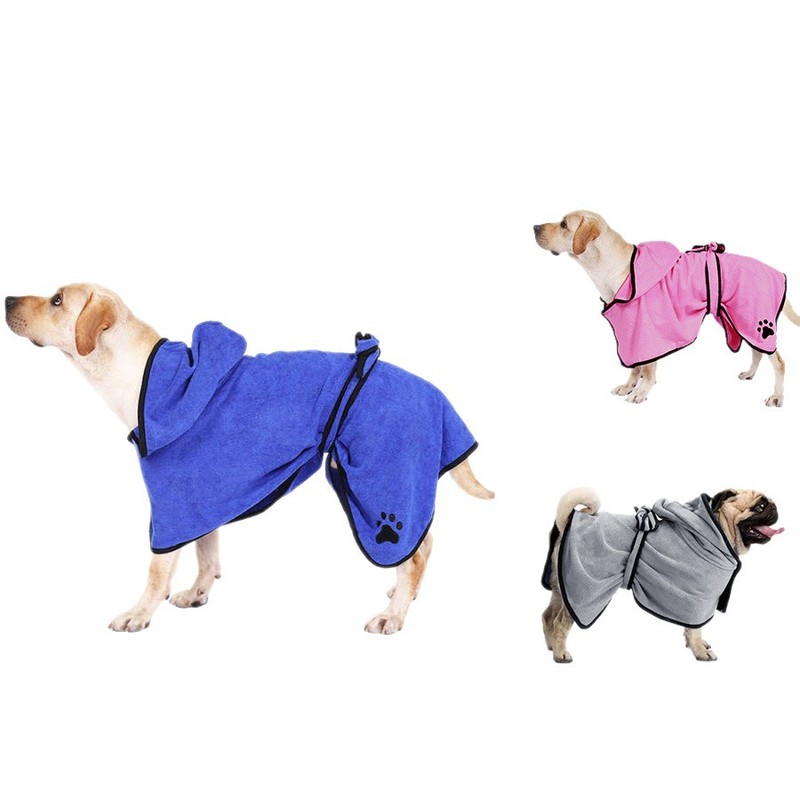 ペット吸水性フード付きバスタオル、中小型犬用バスローブ、柴犬、コーギー猫、猫用ソフト速乾服|undefined