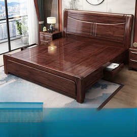 黄金梨木全实木床1.5米家用纯木2米2.2米大床中式1.8米床加厚加粗