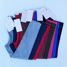 LULU瑜伽裤双面磨毛修身裸感高腰运动裤高弹蜜桃臀吸湿透气九分裤