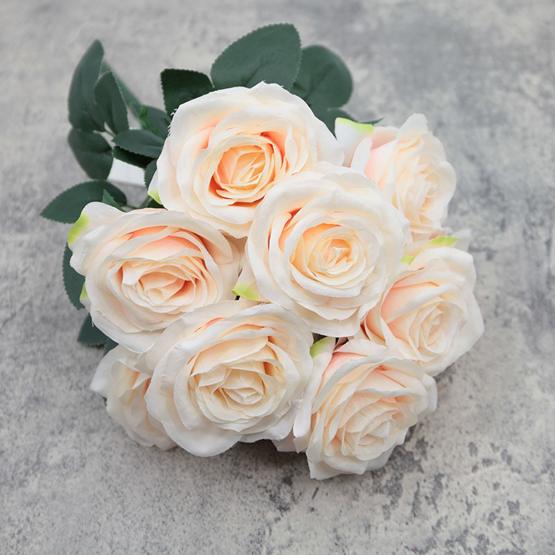 10-Cabeza de diamante Rosa flor artificial gran ramo artificial curling Rosa decoración de la boda flor de seda flor falsa al por mayor