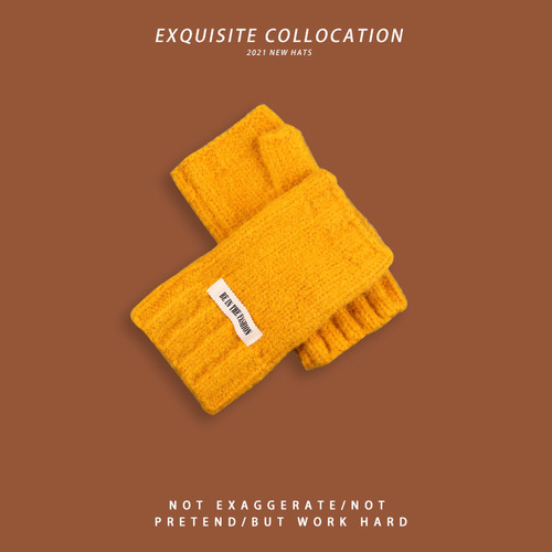 Gloves, Korean version, Japanese style, cute, versatile, fashionable, cycling, warm, half-finger gloves, ski travel gloves, men