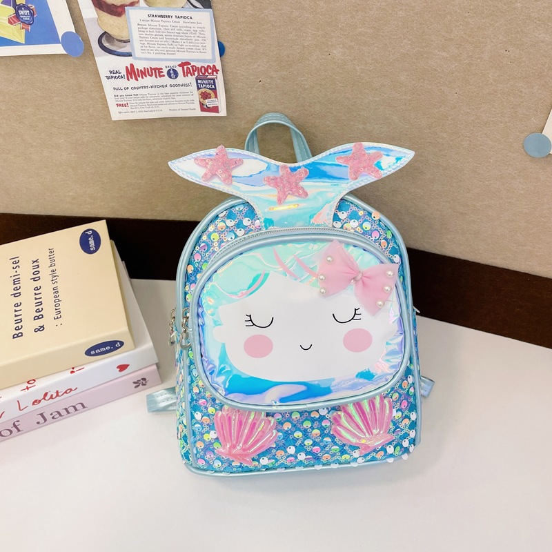 Mochila de moda de sequillas para niños y niñas, jardín de infantes, mochila para bebés, caricatura encantadora conchas de estrellas, mochila para niños