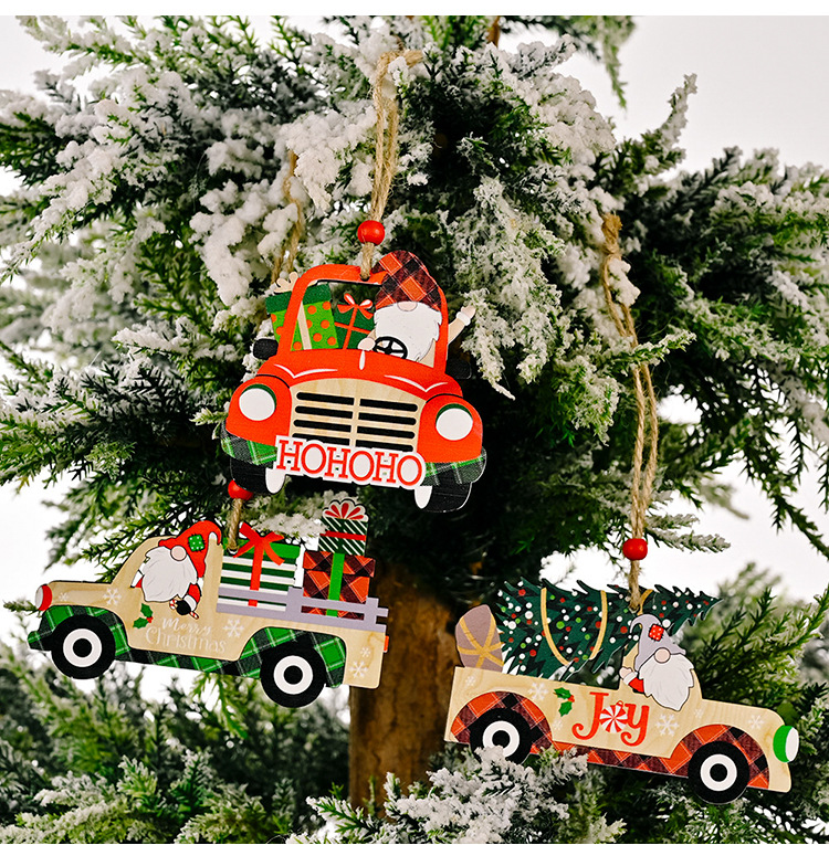 عيد الميلاد جذاب رسالة سيارة خشب اليومي مهرجان الحلي المعلقة display picture 2