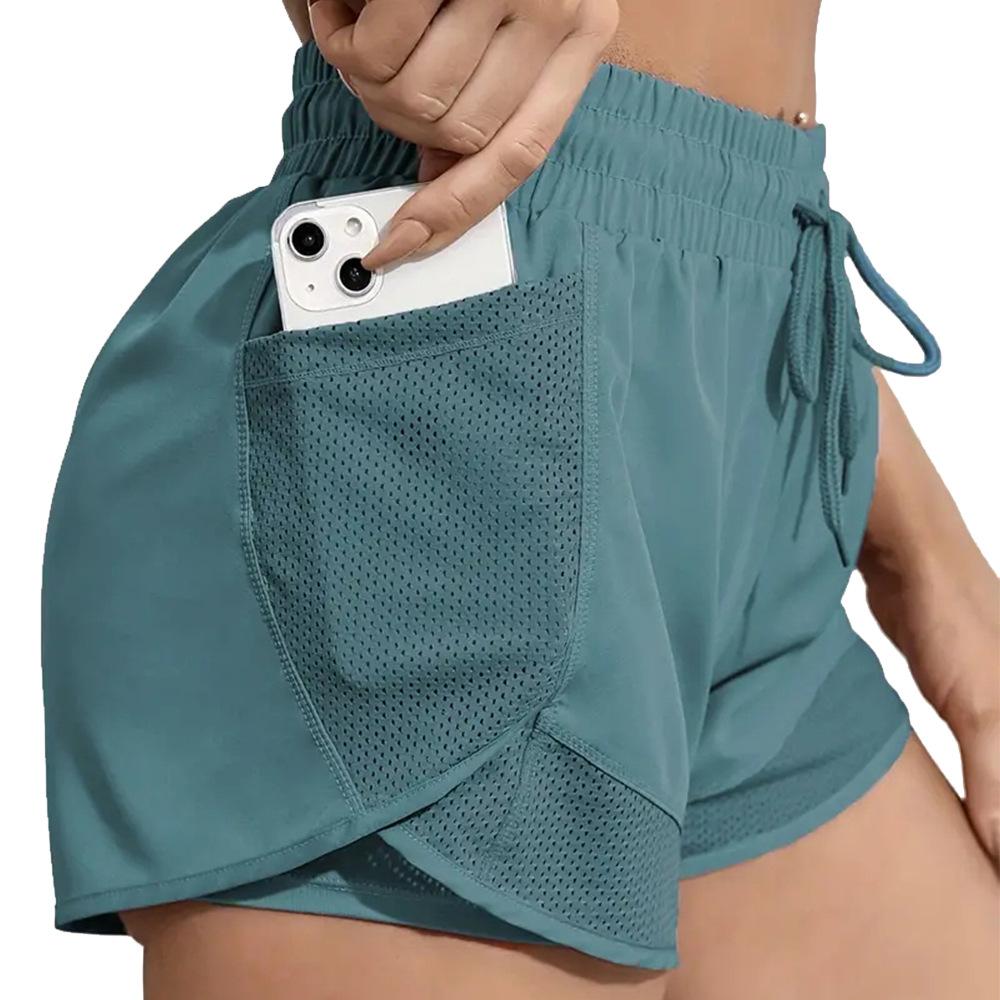 Pantalones cortos deportivos de las mujeres anti-exposición casual de secado rápido correr pantalones de fitness suelta cintura alta desgaste exterior pantalones de yoga pantalones de fitness