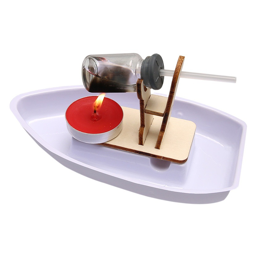 Diversión modelo barco de vapor ciencia experimento enseñanza juguetes estudiantes de primaria y secundaria hecho a mano DIY tecnología pequeño paquete de material de producción