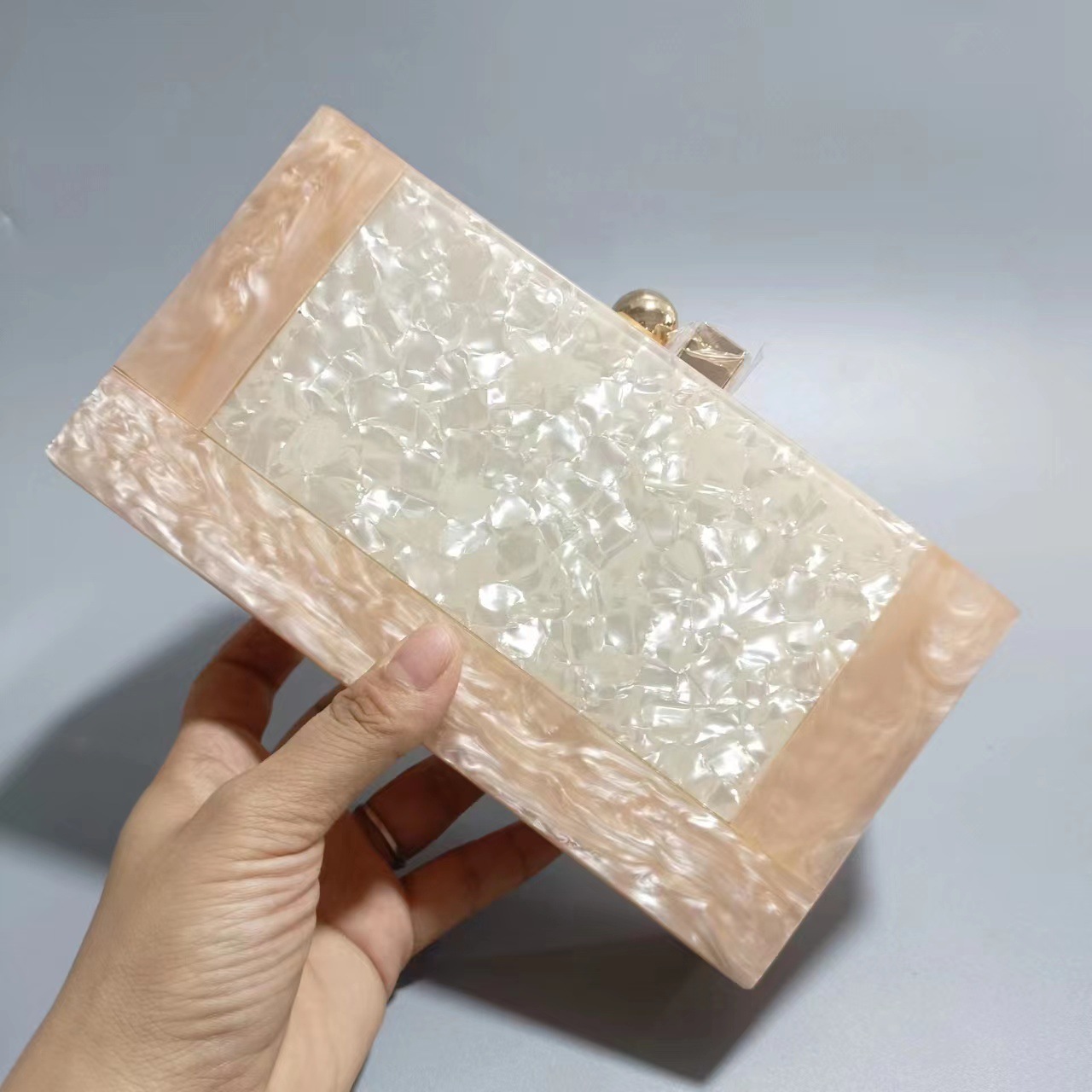 / Strap Type Purple Green Black Arylic Marble Square Evening Bags