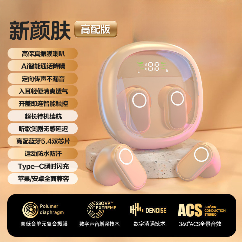 New Mini Wireless Bluetooth Headset, Semi-In-Ear Sound Quality, Noise Reduction, Ultra-Long Battery Life, No Sound Leakage Headset