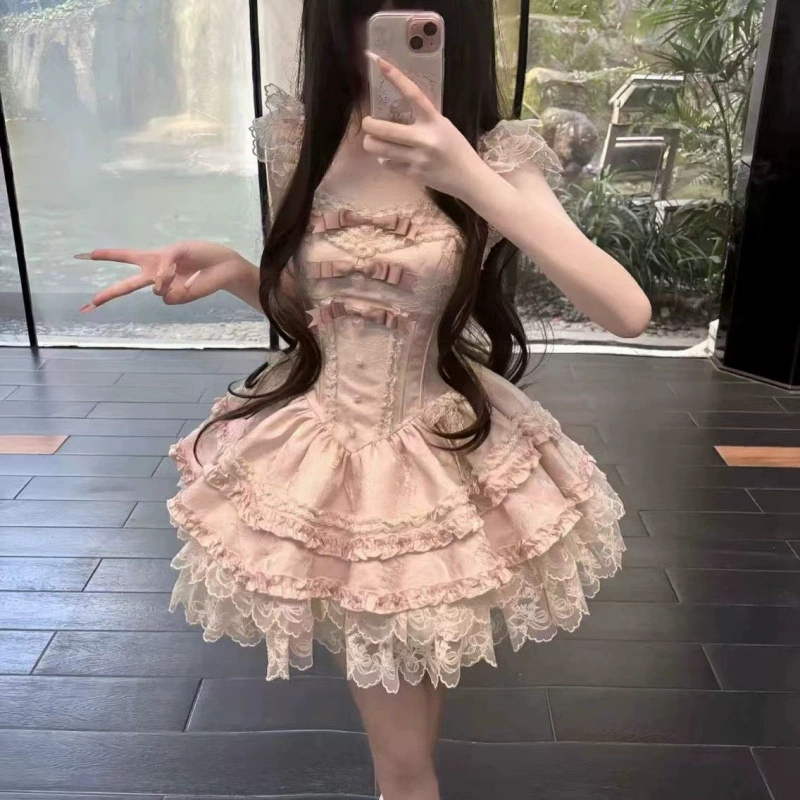 Кружевное платье, мини-юбка, стиль Lolita, Lolita Jsk
