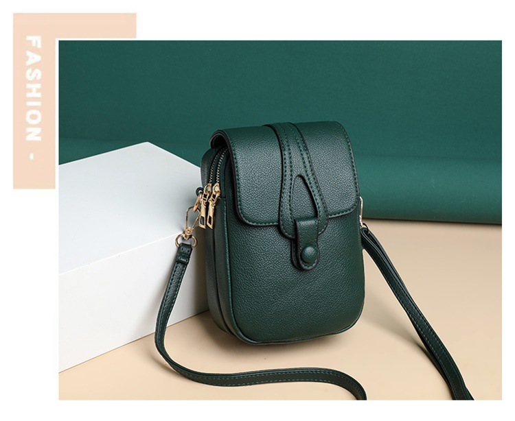 Zipper Closure Type Women's Mini Pu Leather Solid Color Fashion Square Zipper Crossbody Bag