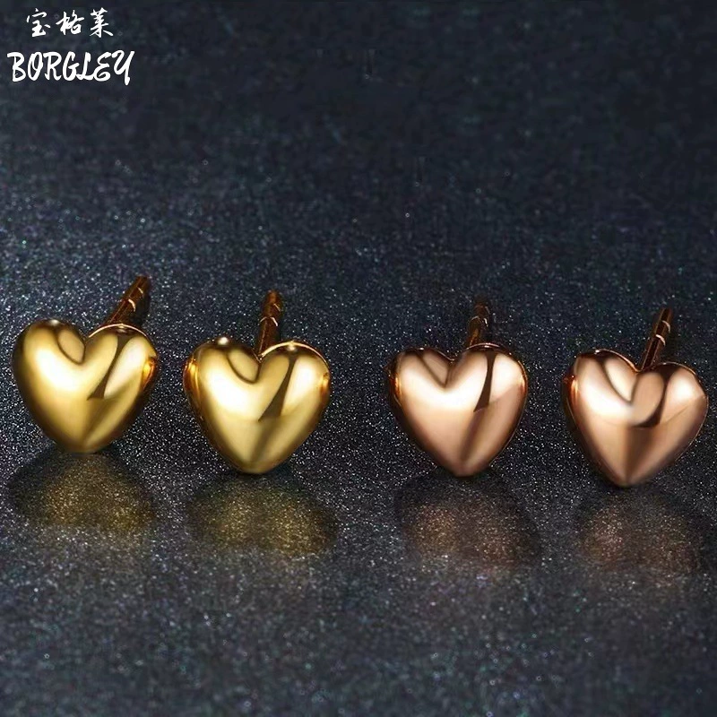 Серьги-сердечки из золота 18к, материал AU750, цвет золота, простые универсальные золотые серьги, подарок на День святого Валентина, оптовая продажа ракушек