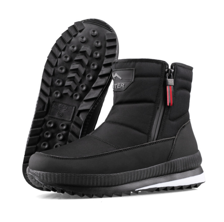 Nordost Verdickte, kurze, rutschfeste Herren-Schneestiefel mit Fleecefutter, warm, für den Winter, große Baumwollschuhe_voghion.com