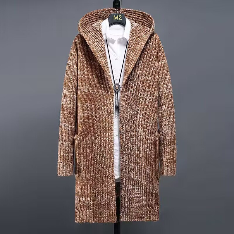 Amazon Men's Long Cardigan Sweater Winter Thick Hooded Ebay Cross-Border Knitwear Coat Amazon Men's Long Cardigan Sweater Winter Thick Hooded Ebay Cross-Border Knitwear Coat