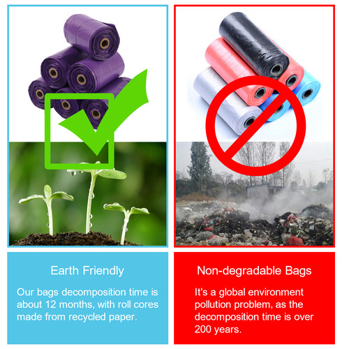 Degradable Purple Pet Vest Bag with Reel Pet Waste Bag Poop Bag Dog Bag Poop Bag Cleaning Supplies