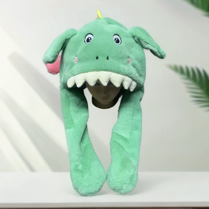 Nuevas celebridades de Internet de Douyin con el mismo estilo de orejas de conejo, gorras de airbag, juguetes de peluche cálidos, orejas se moverá, gorras de conejo al por mayor