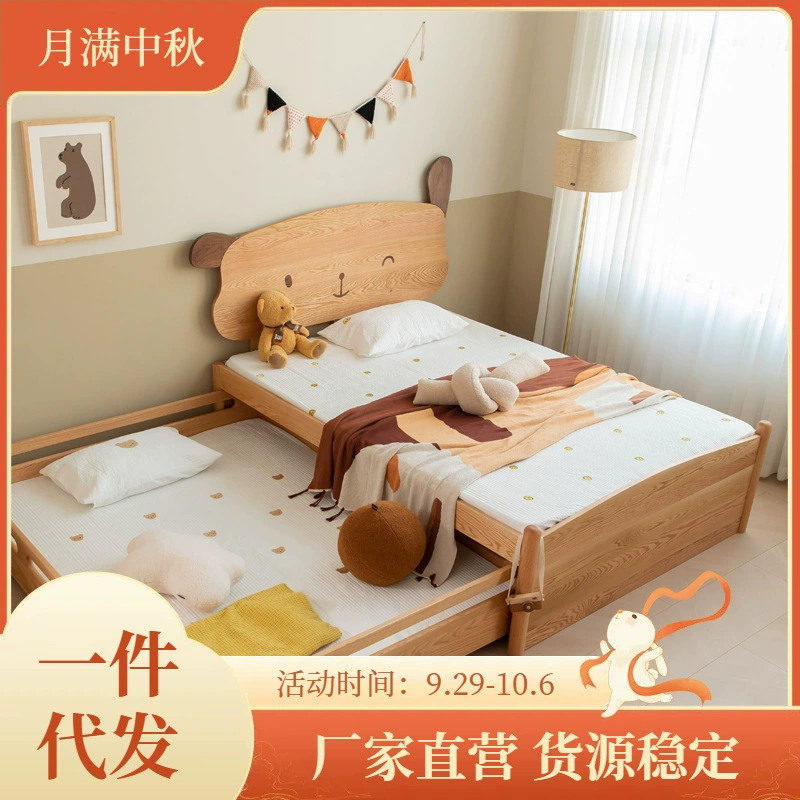 Современная простая детская кровать из цельного дерева Вишневая деревянная двухъярусная кровать Двухъярусная кровать Материнская кровать Бревенчатая мебель