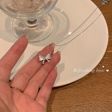 ins~纯欲风夏季甜美蝴蝶结项链女轻奢小众设计感锁骨链2025年新款