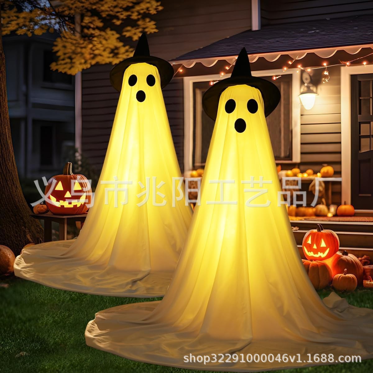 fantasma luminoso con sombrero de Halloween de pie porche fantasma patio fantasma decoración de control remoto LED fantasma luminoso