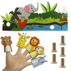 亞馬遜貨源  有森林背景的動物手指木偶玩具  finger puppets set