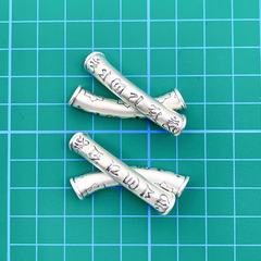 S999足銀六字真言蓮花彎管串珠 梵文空心彎管diy編繩手串手鍊配件