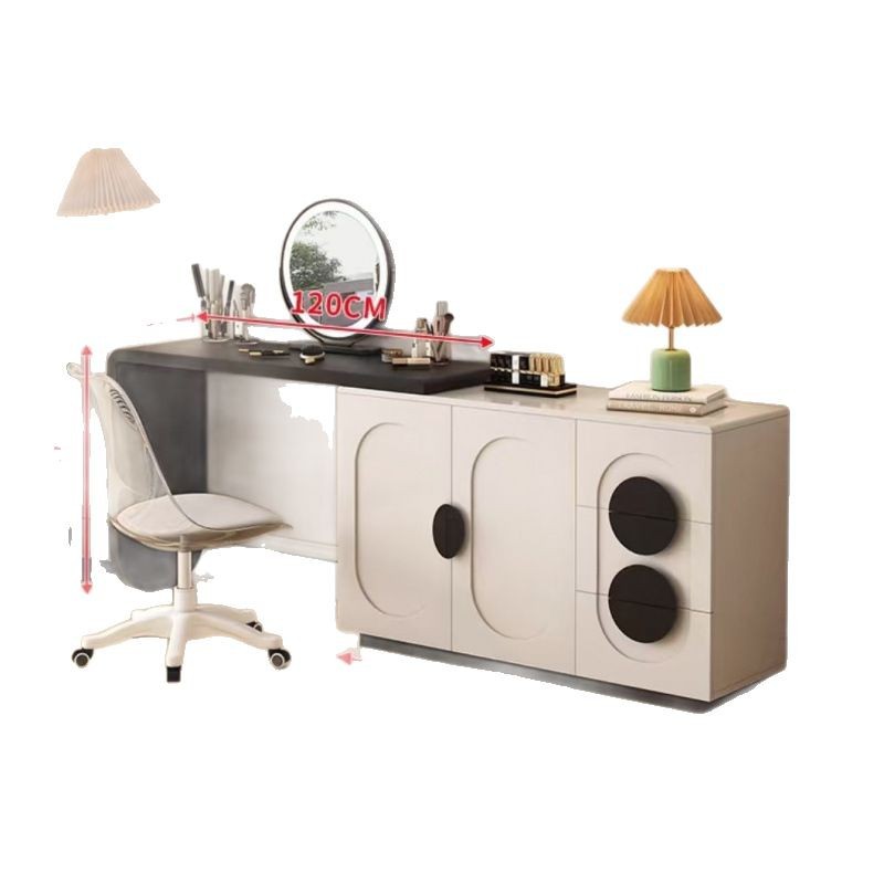 Mesa de maquillaje de sentido premium de diseñador minimalista moderno, armario de almacenamiento de tocador minimalista italiano, dormitorio de estilo crema integrado