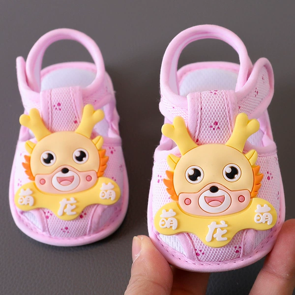 Sandals printed with cute dragon pink tendon bottom