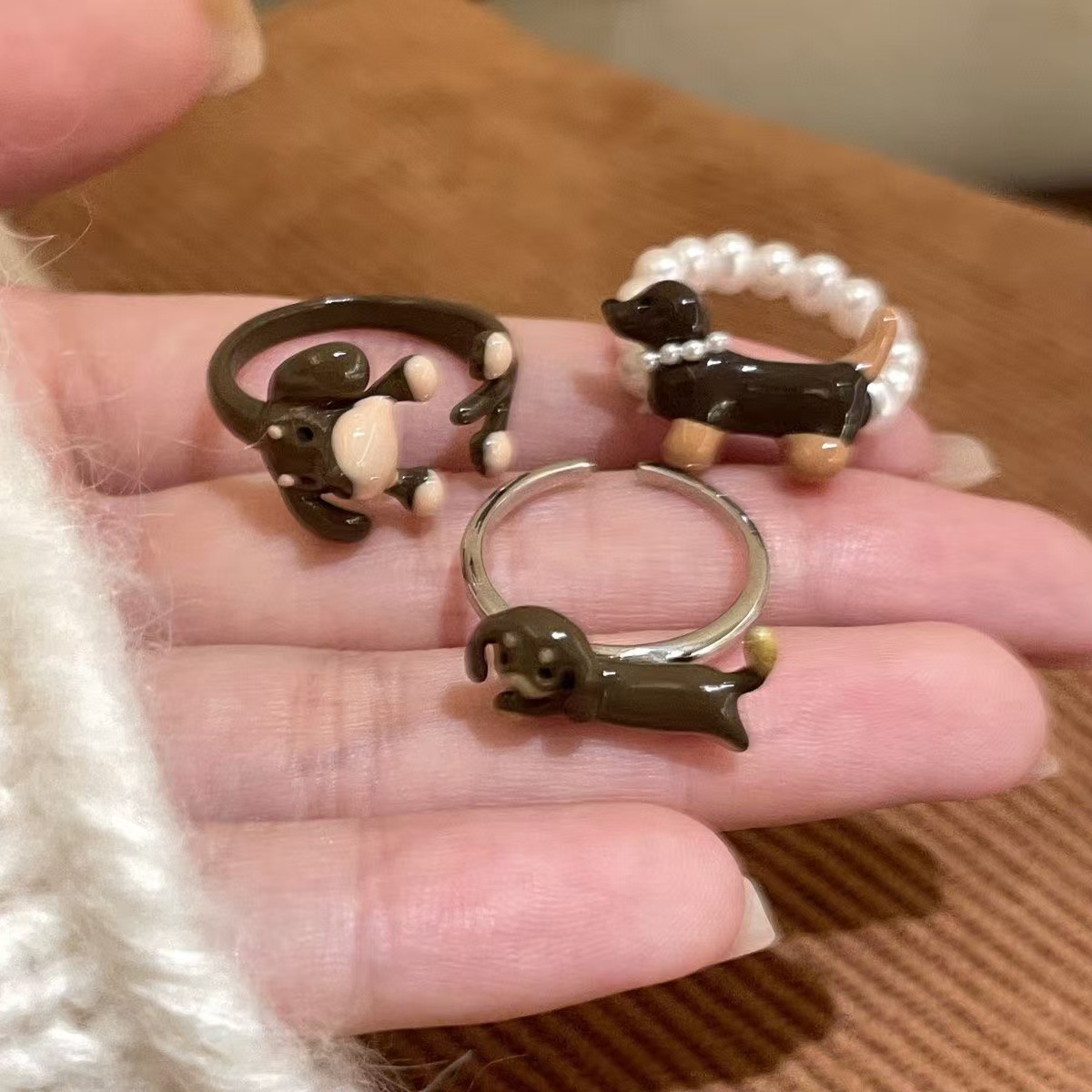 Dachshund Ring For Women Cute Cartoon Design Designer Accessory_voghion.com