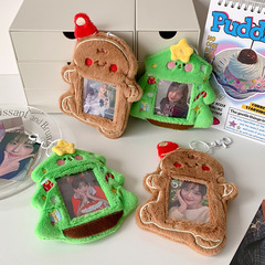 Ins韓国の緑のクリスマスツリーのぬいぐるみのカードカバーの3寸の小さいカードの展示のカードカバーのかわいい熊のペンダントのカードの包み