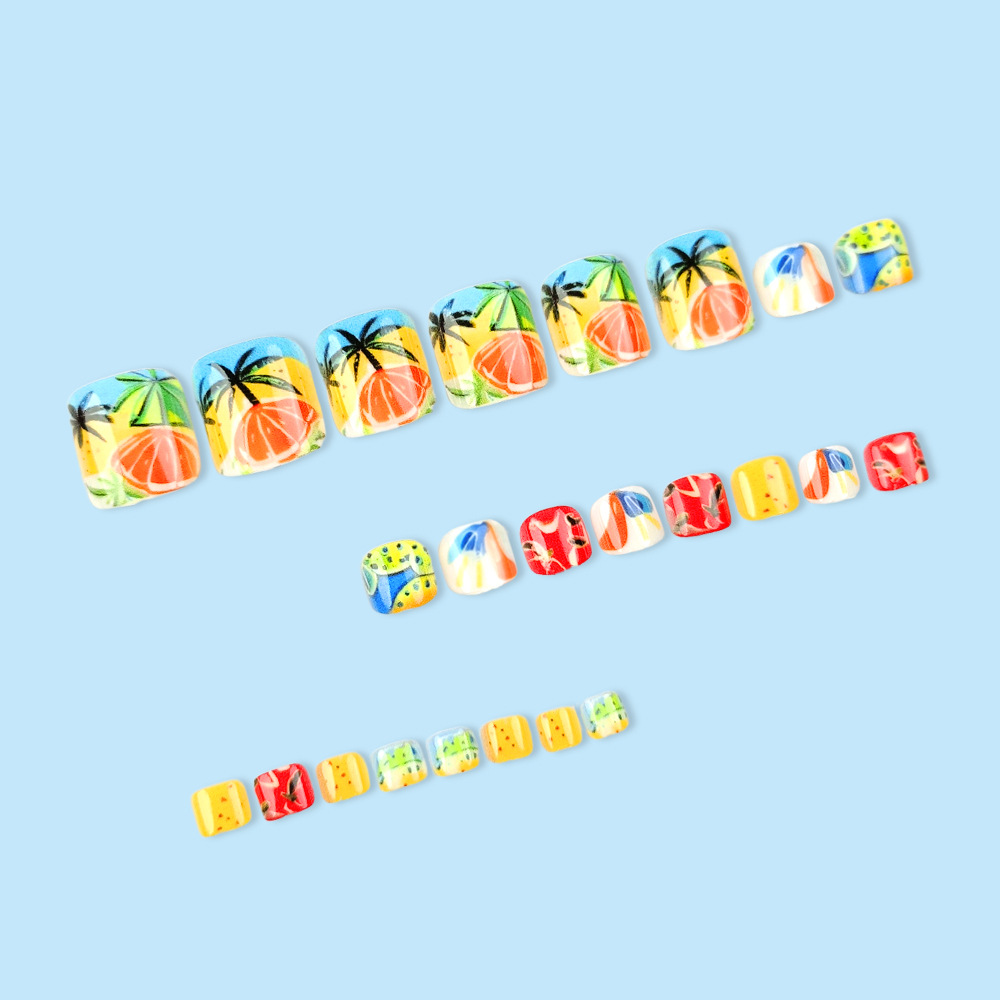 Hot Girl Summer Beach Coconut Tree Nail Nail Sencillo Shell Snigle Nail Parche de uñas Venta caliente en Europa y América