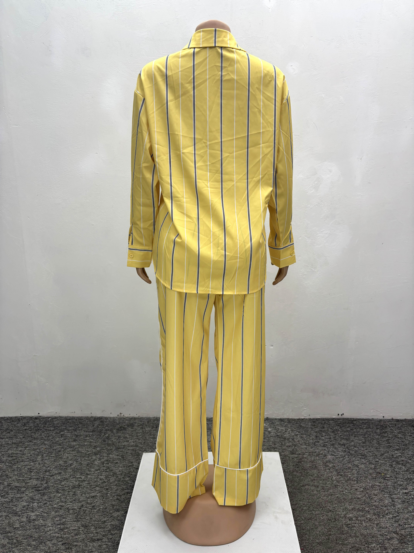 African plus Size Women Clothing Casual Loose Striped Shirt Trousers Two Piece Sets Women Autumn