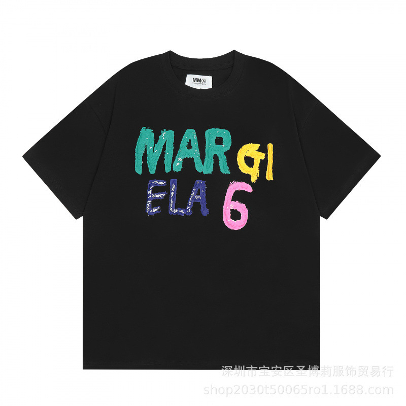 クロスボーダー メゾン マルジェラ マルジェラ デジタル プリント MM6 ピュアコットン 高品質 メンズ Tシャツ レディース 半袖 トレンド|undefined