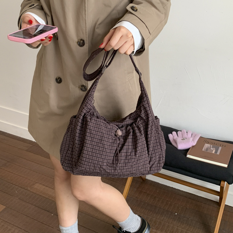 Bags for Women 2026 New Style Plaid Cloud Bag Versatile Casual Plaid Shoulder Bag Sports Drawstring Outdoor Crossbody Bag Bags for Women 2026 New Style Plaid Cloud Bag Versatile Casual Plaid Shoulder Bag Sports Drawstring Outdoor Crossbody Bag