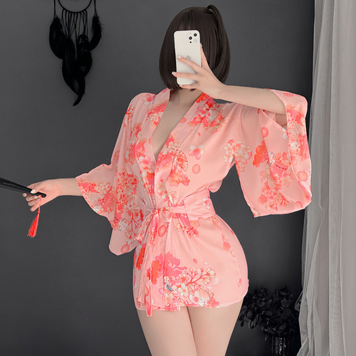 Mi Ting sexy lingerie plus size Japanese hot no-take-off provocative sexy cherry blossom kimono suit uniform temptation 3904